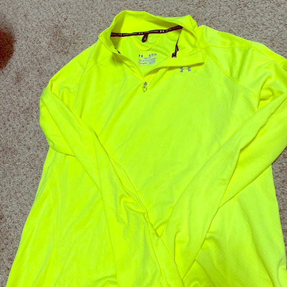Under Armour neon green running 1/2 zip pullover